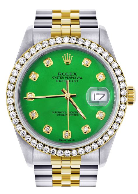 rolex datejust green and gold